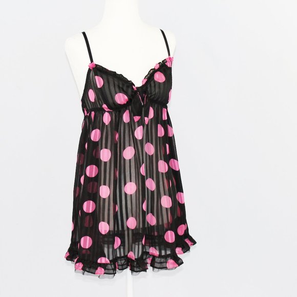 NWOT Betsey Johnson Intimates Babydoll Black & Pink Gorgeous Nightie S - Picture 1 of 7